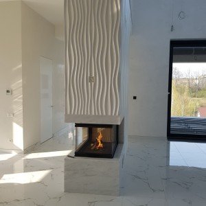 Современный трехсторонний камин (Piazzetta MA 272 SL) с гипсовой отделкой 