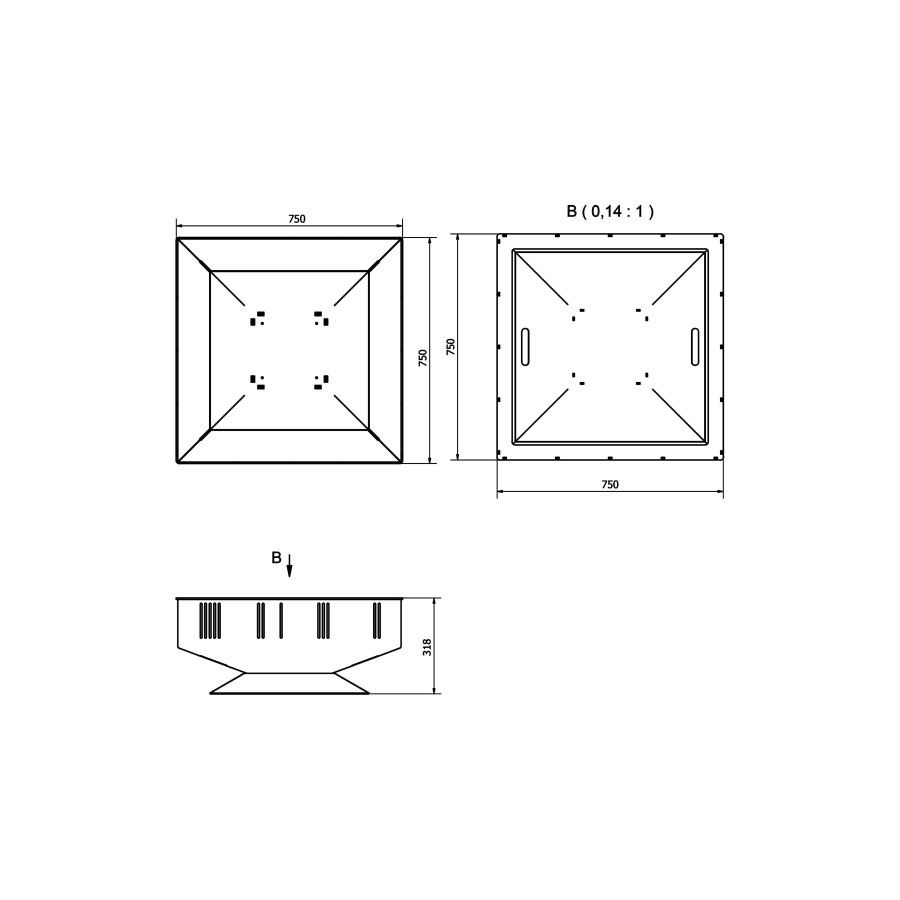 Садове вогнище QUADRUM Kratki прямокутної форми