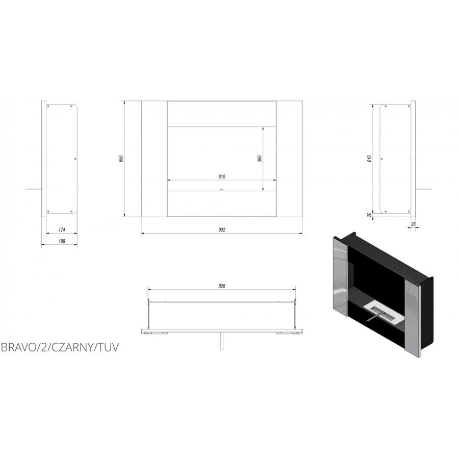 Біокамін Kratki BRAVO 2 чорний