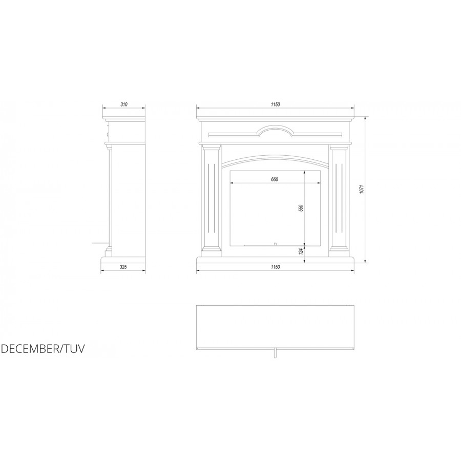 Біокамін Kratki DECEMBER білий