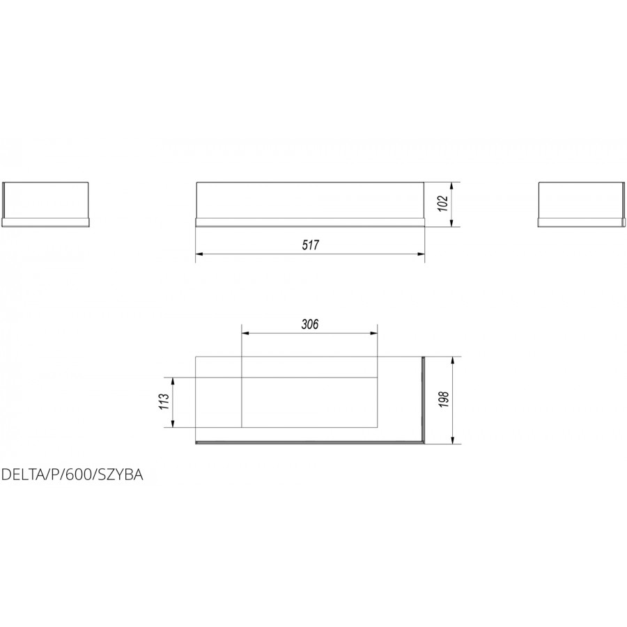 Скління біокаміна Kratki DELTA 600 правий