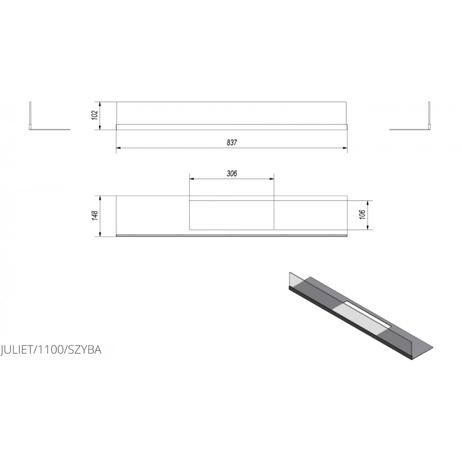 Стекло для биокамина Kratki JULIET 1100