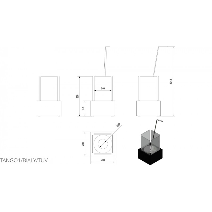 Биокамин Kratki TANGO 1 белый