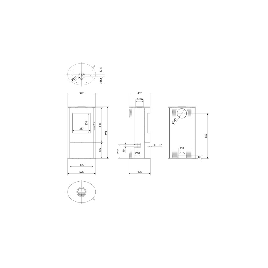 Дров’яна піч-камін Kratki KOZA ROLLO Ø 150