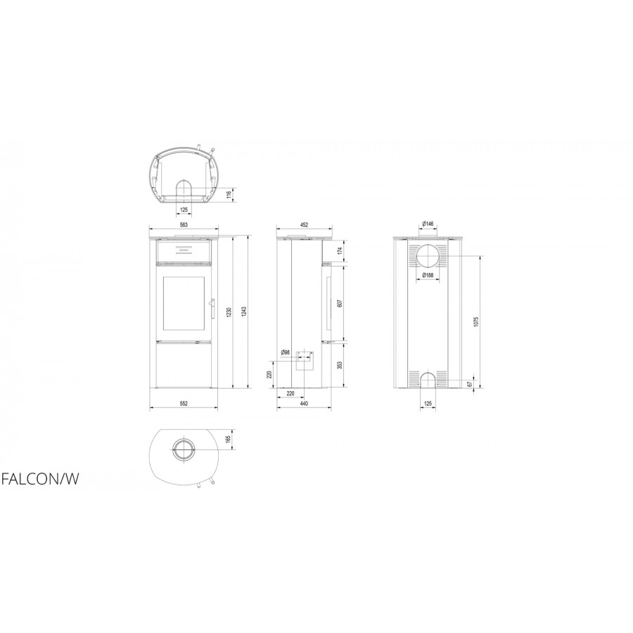 Печь стальная Kratki FALCON 9 W