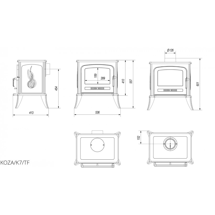 Піч чавунна буржуйка Kratki K7 з турбофеном