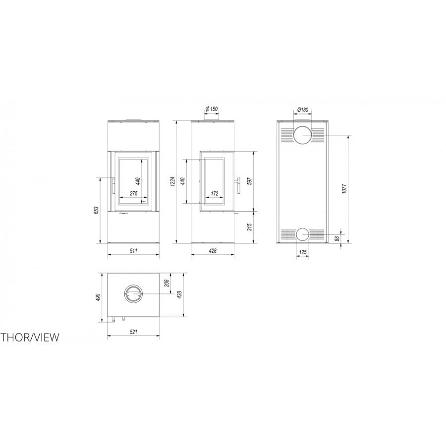 Піч сталева Kratki Thor 8 View