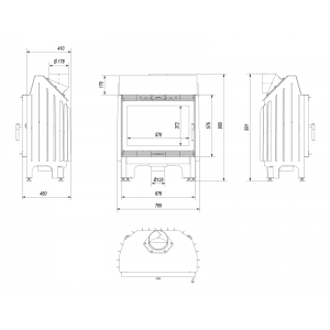 Камінна топка Kratki Blanka 670/570 12 кВт