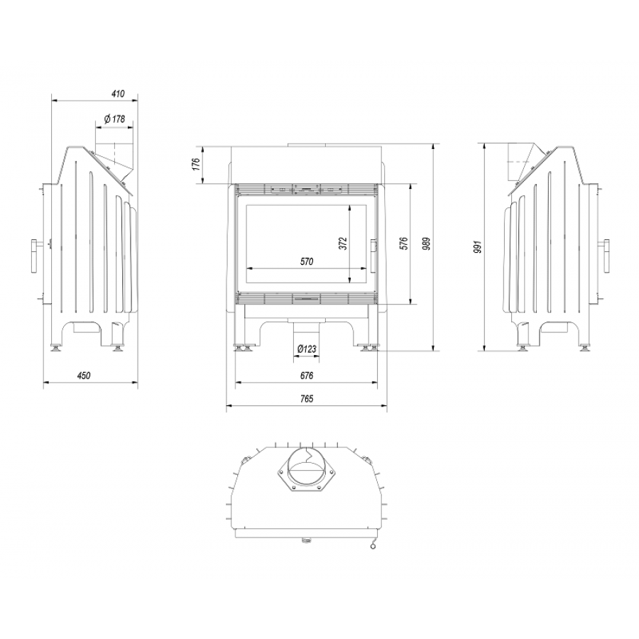 Камінна топка Kratki Blanka 670/570 12 кВт