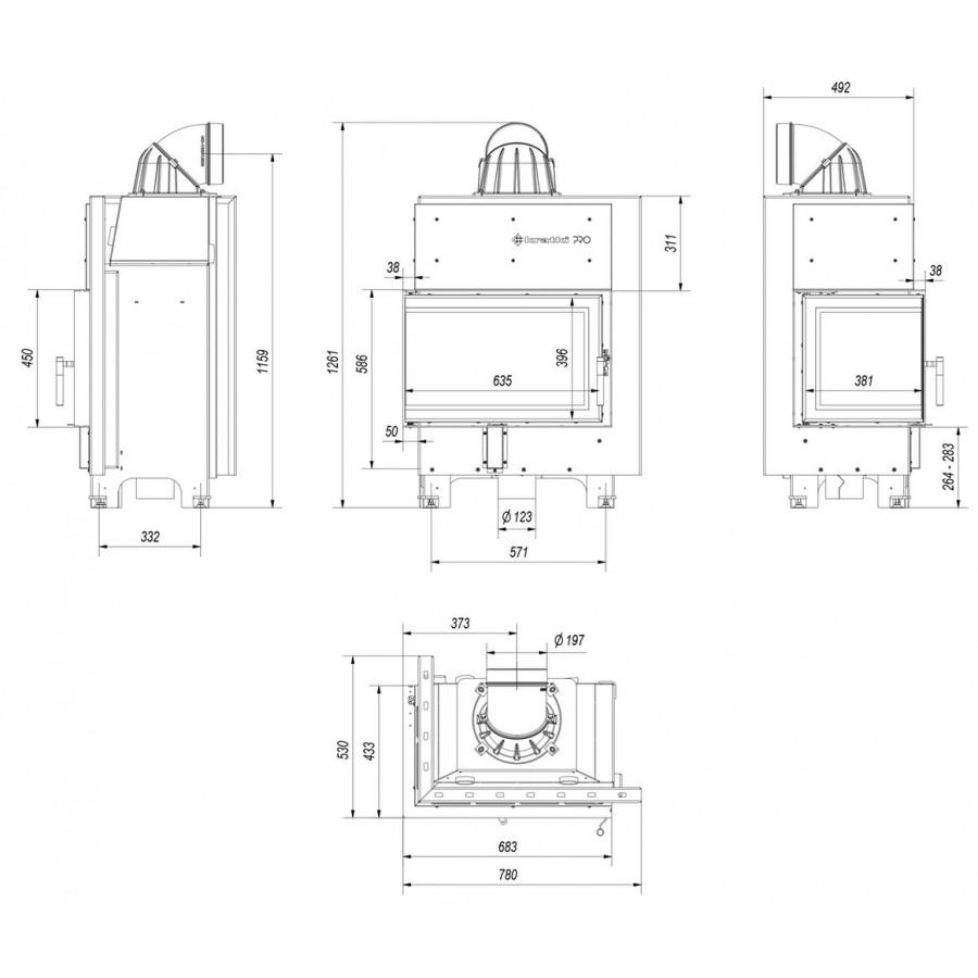 Каминная топка Kratki MBM/L/BS 10 кВт