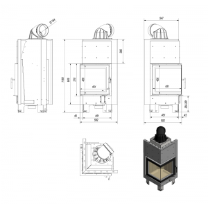 Камінна топка Kratki MBN/L/BS 8 кВт