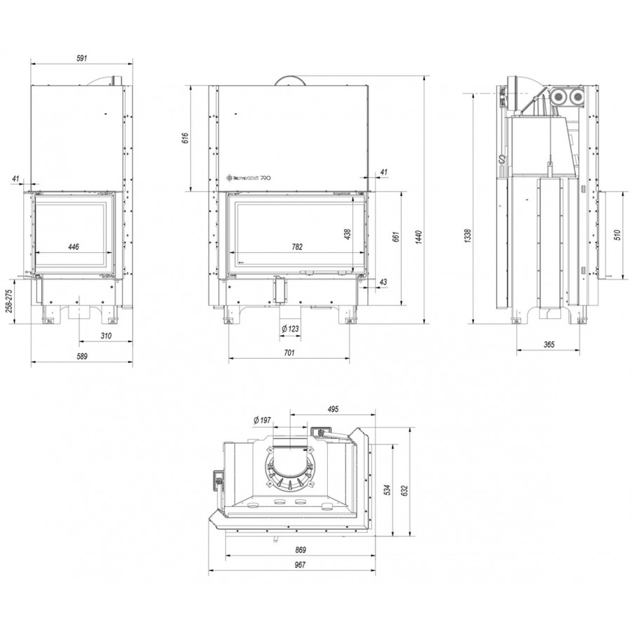 Каминная топка Kratki MBO/P/BS/G 15 кВт