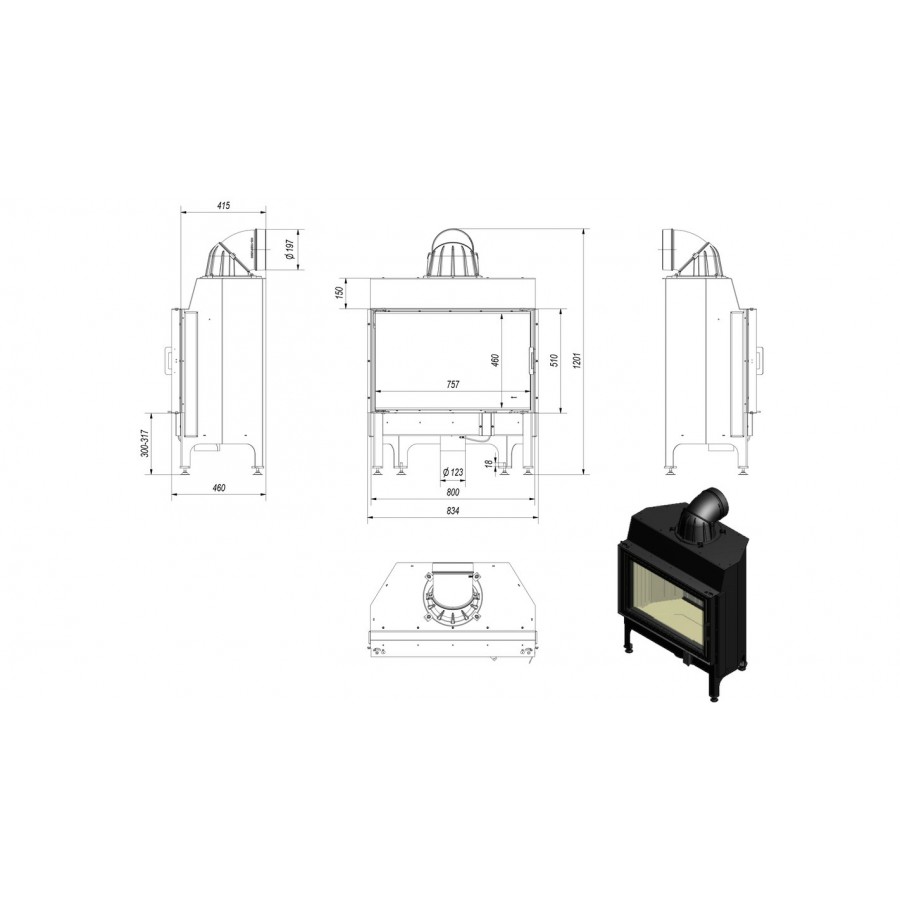 Камінна топка Kratki Nadia 12 кВт