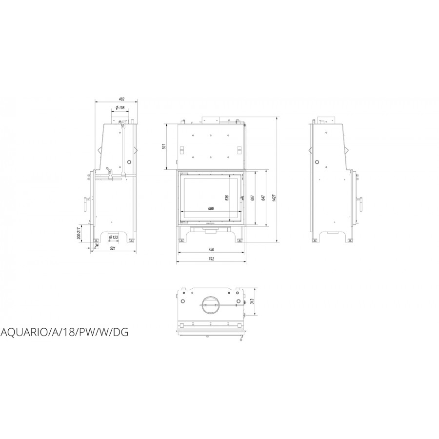 Топка с водяным контуром Kratki AQUARIO A18 PW GLASS