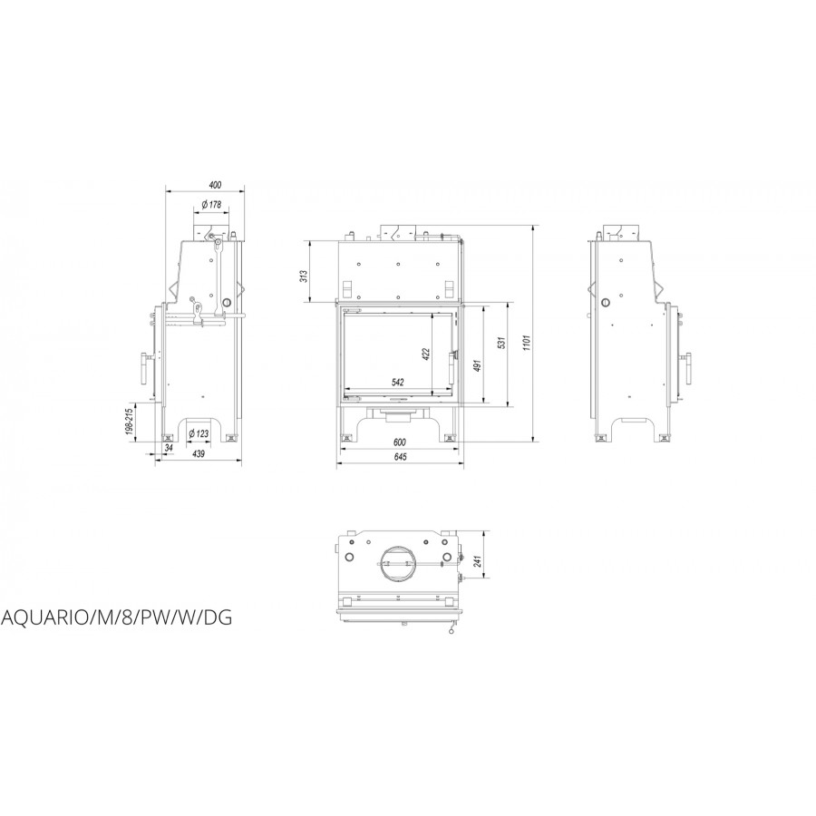 Топка с водяным контуром Kratki AQUARIO M8 PW GLASS