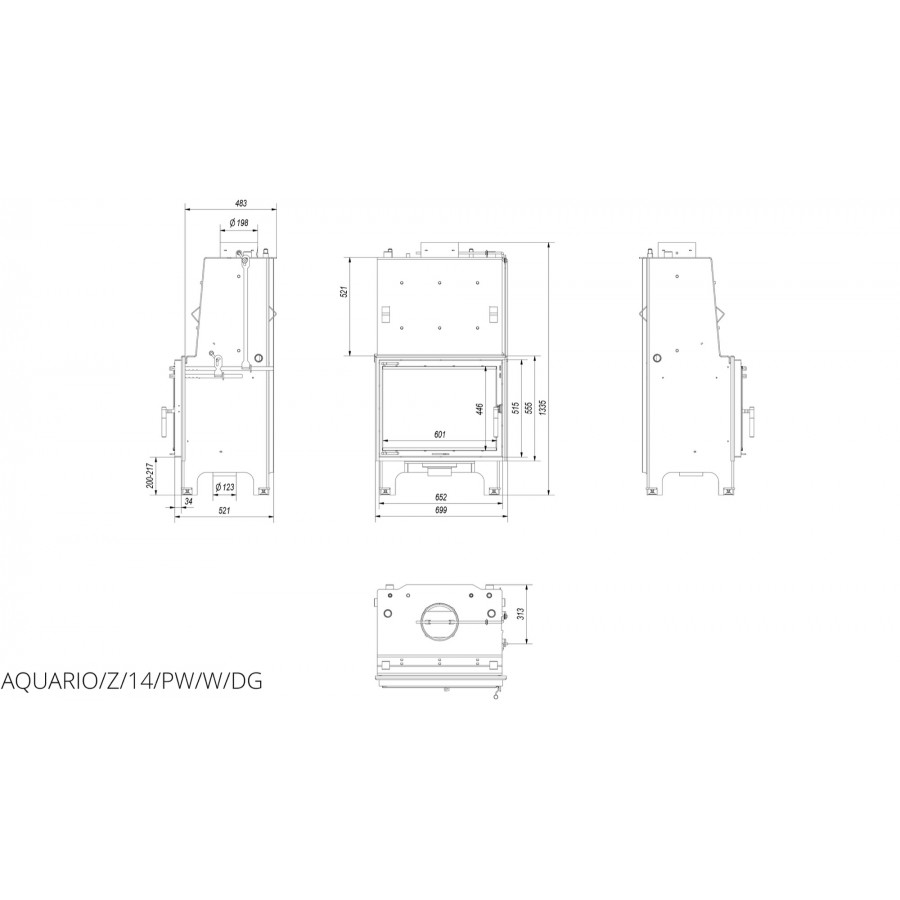 Топка с водяным контуром Kratki AQUARIO Z14 PW GLASS