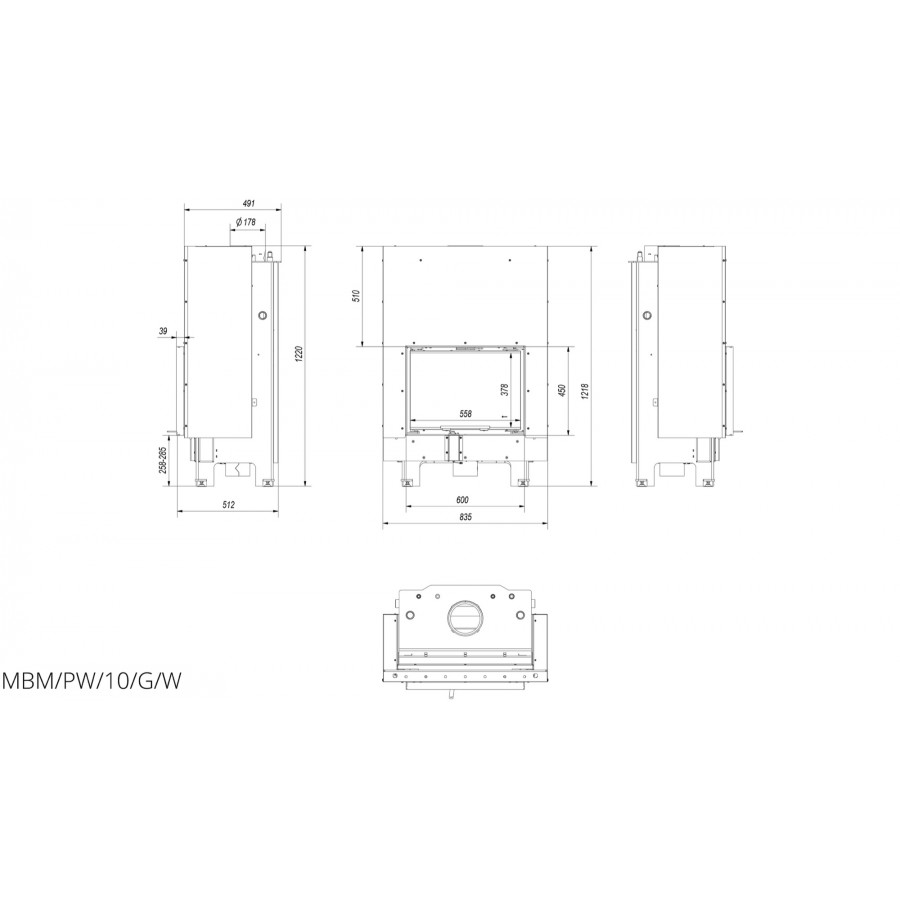 Топка с водяным контуром Kratki MBM PW 10 с гильотиной