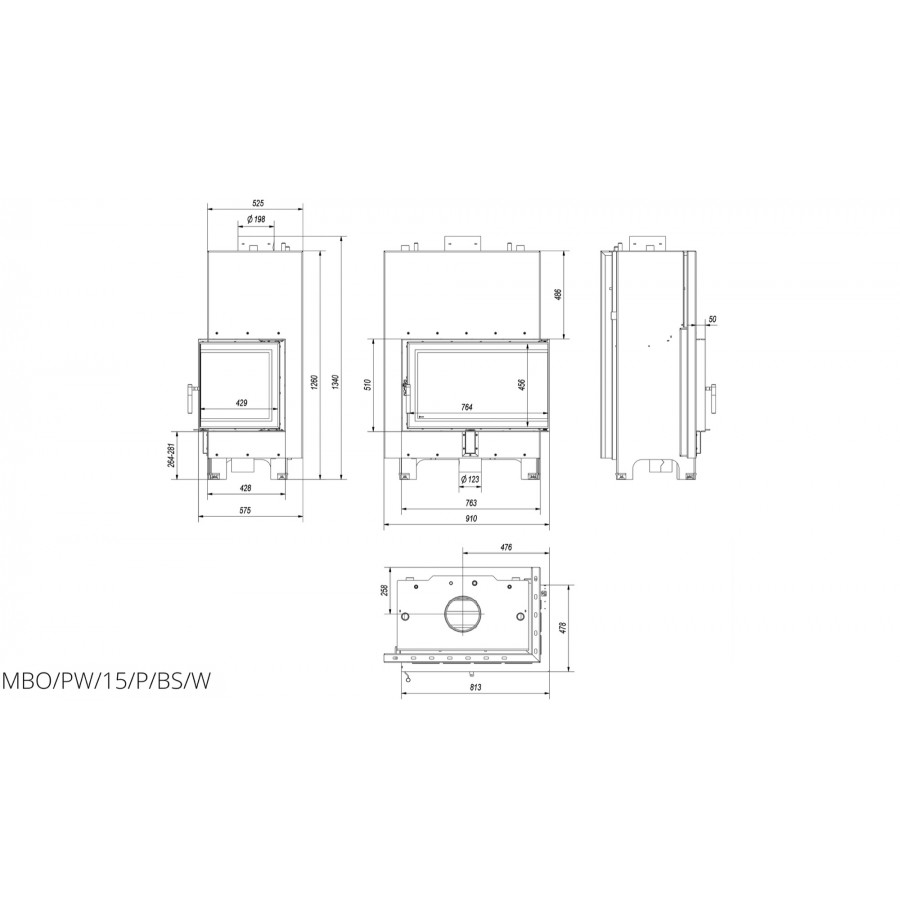 Топка с водяным контуром Kratki MBO PW 15 правая BS