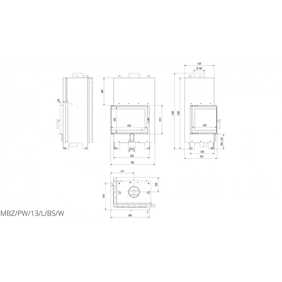 Топка с водяным контуром Kratki MBZ PW 13 левая BS