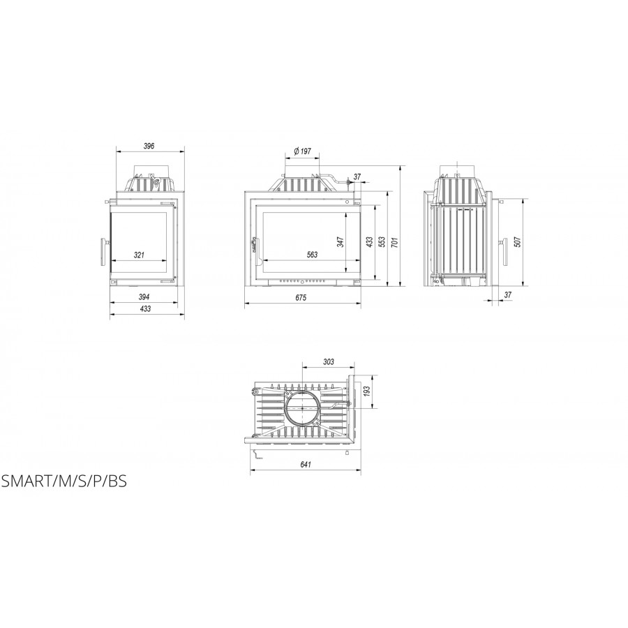 Камінна топка Kratki SMART M/S 8 права BS