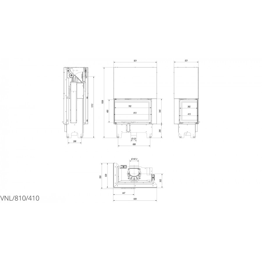 Камінна топка Kratki VN 810/410 ліва BS з гільйотиною