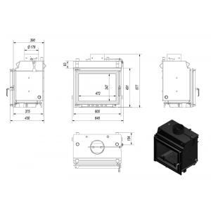 Камінна топка з водяним контуром Maja/PW/12