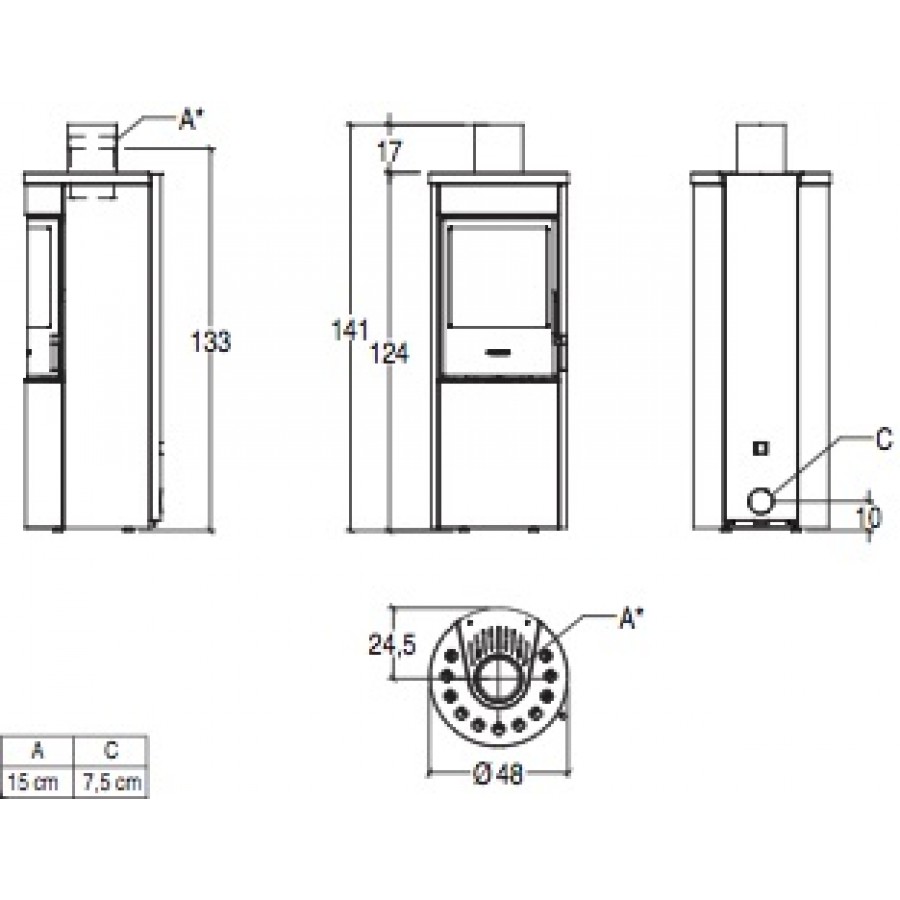 Камін-піч Piazzetta E124 A