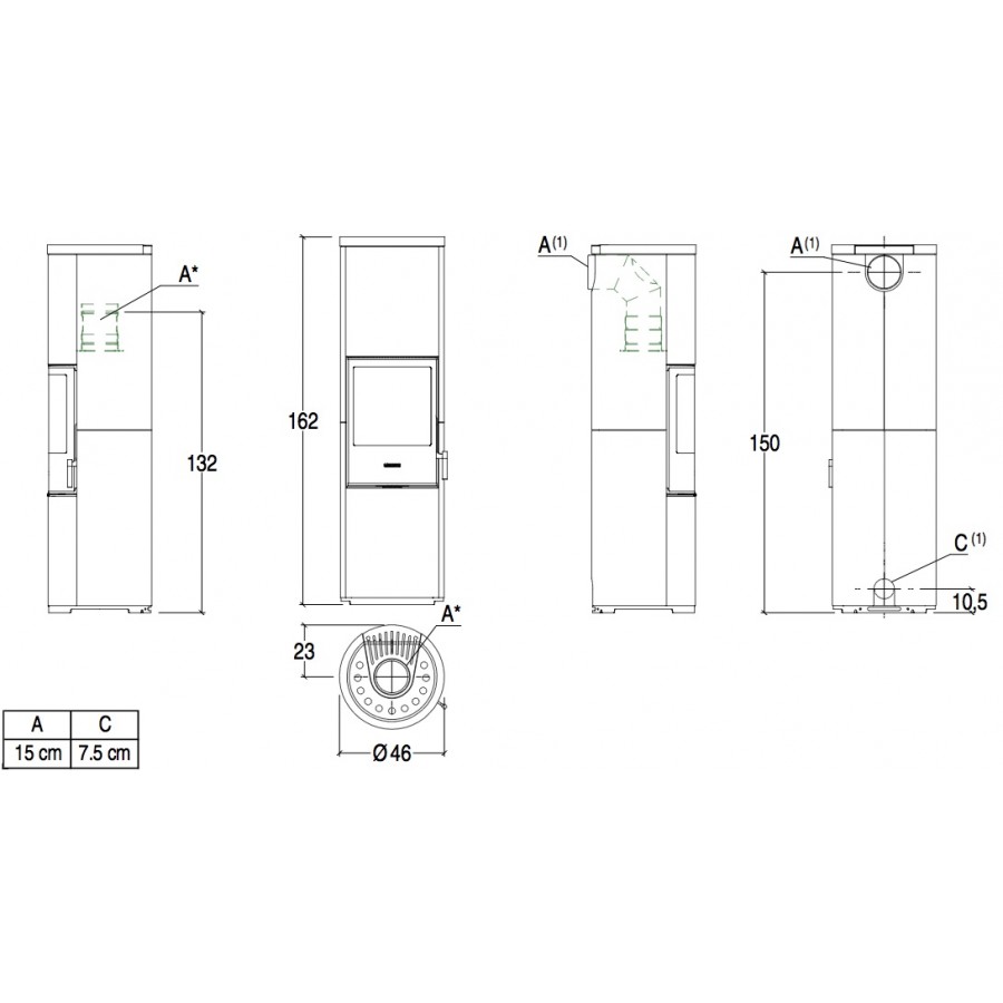Камін-піч Piazzetta E924 A-H
