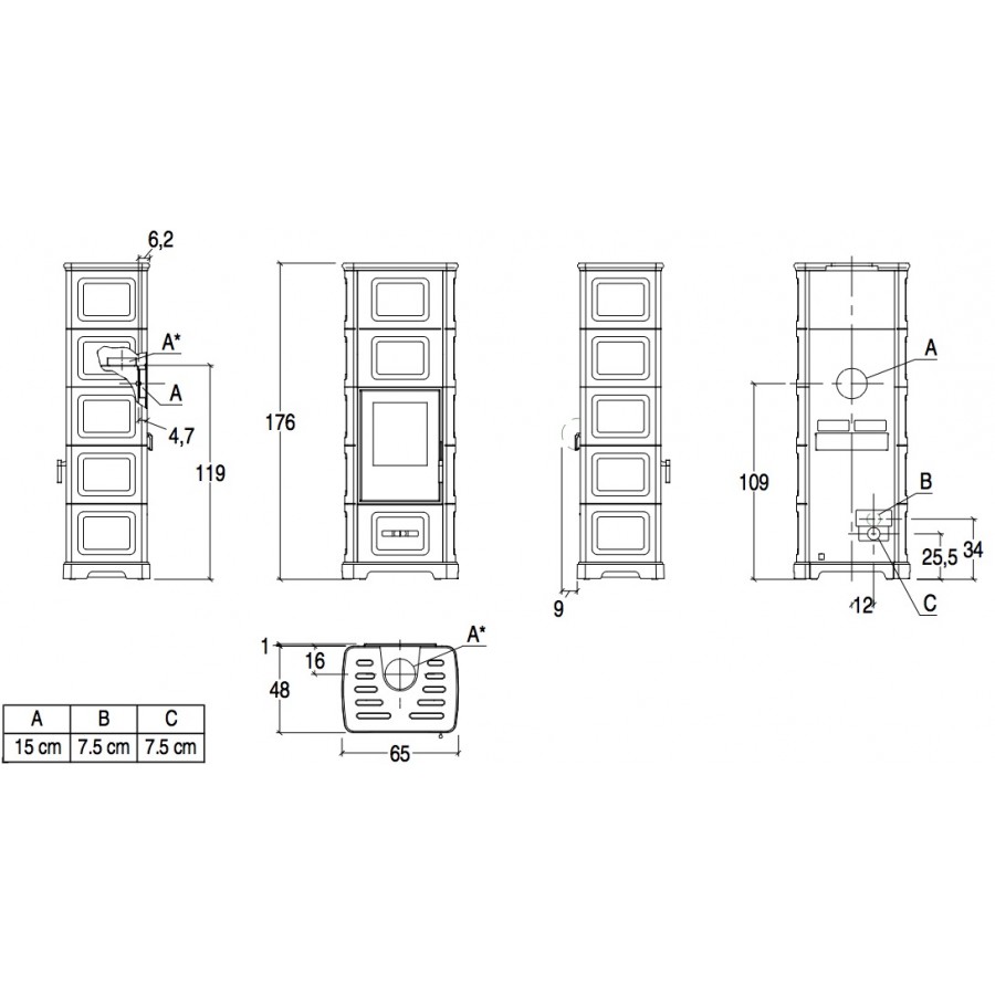 Камін-піч Piazzetta E928 C-M