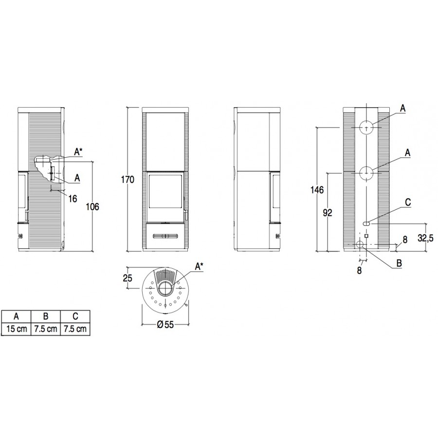 Камін-піч Piazzetta E929 D-H