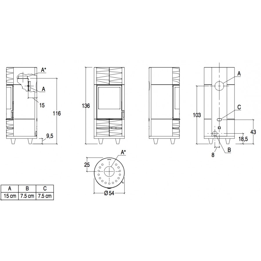 Печь Piazzetta Round-M Hermetic BCS