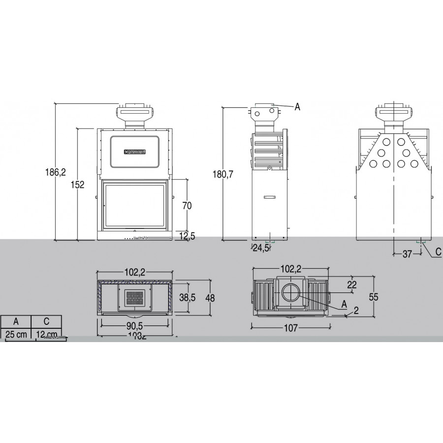 Каминная топка Piazzetta MA 262 SL PLUS