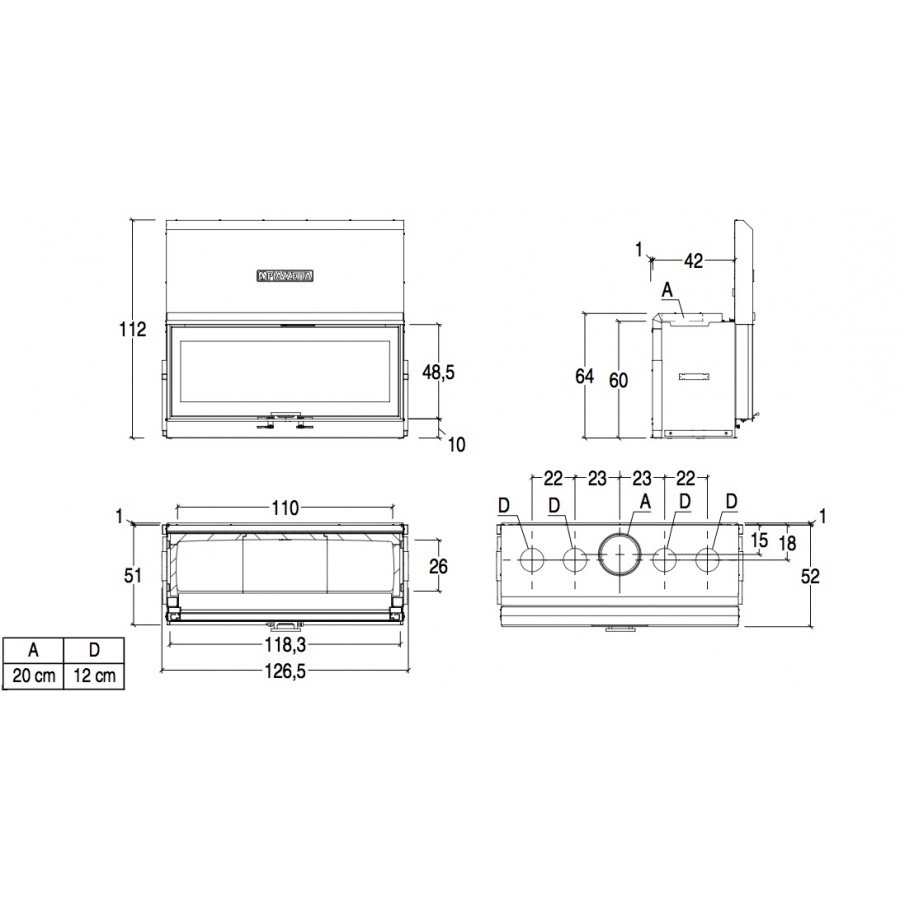 Каминная топка Piazzetta MC 120/48 SL