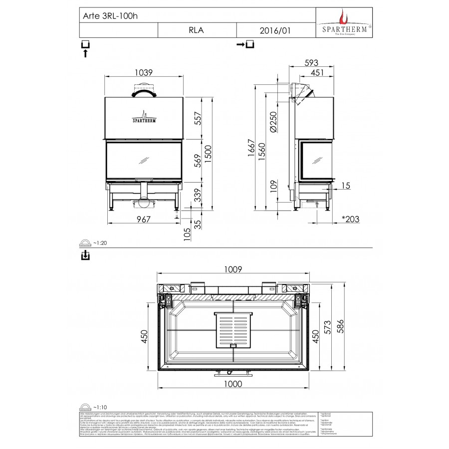 Каминная топка Spartherm Arte 3RL-100h