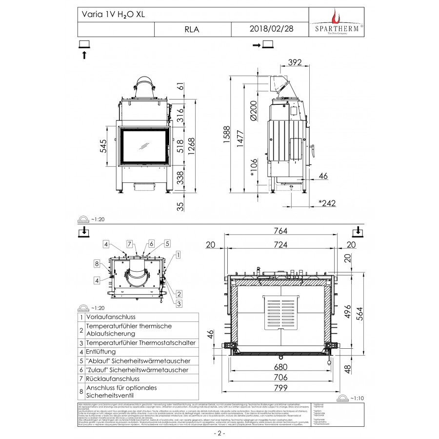 Топка с водяным контуром Spartherm Varia 1V H2O XL