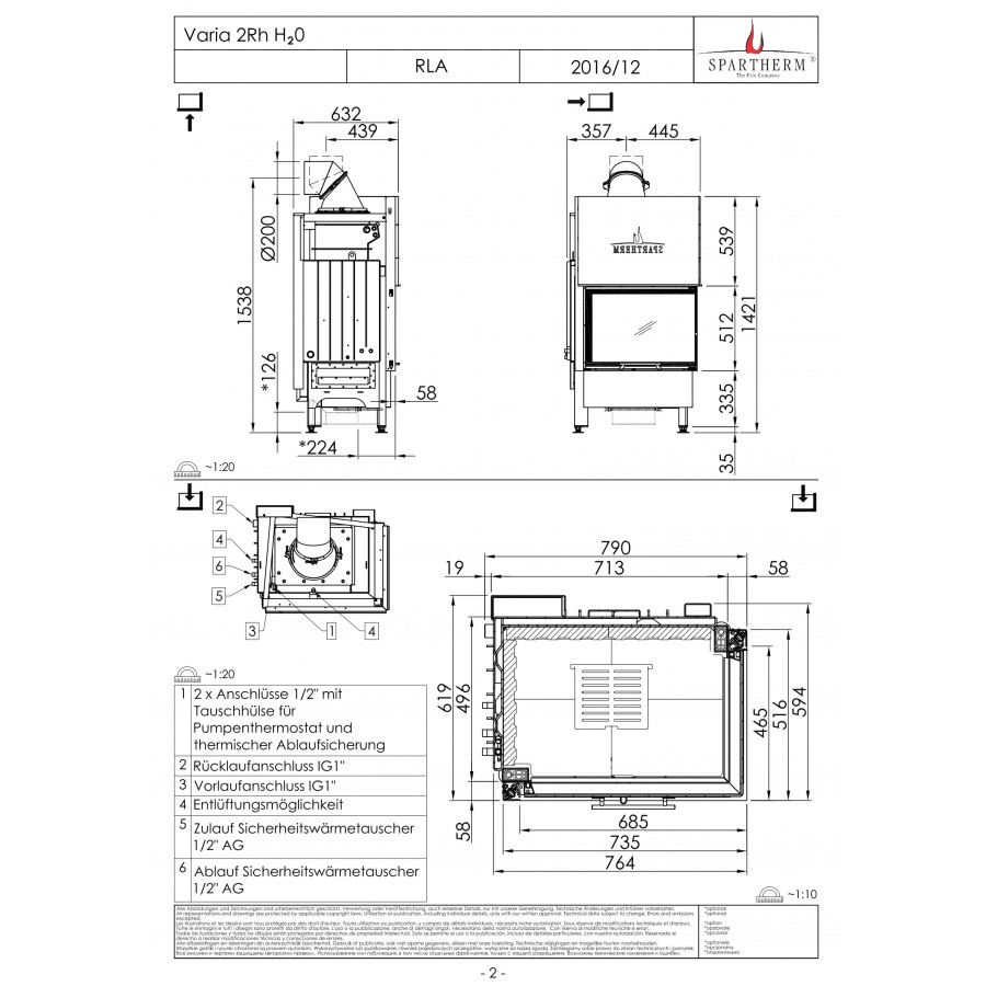 Топка с водяным контуром Spartherm Varia 2Rh H2O