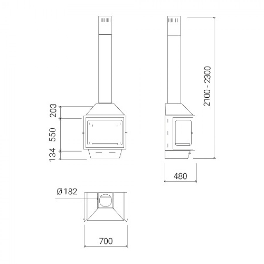 Пристінний камін Traforart Ariadna Frontal