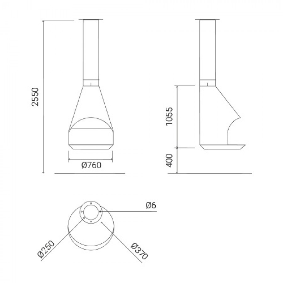 Острівний камін Traforart Hera Central